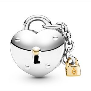 Pandora Two-Tone Heart and Lock Charm, 14K & Silver